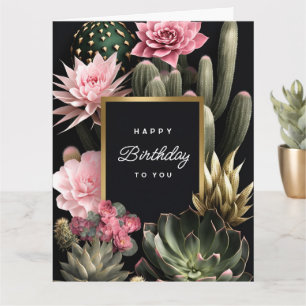 Achtergrond voor Succulent en bloemen Kaart