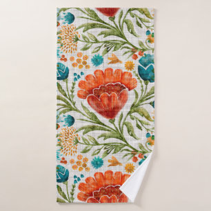 Achtergrond waterverf bloemmotief. Handbeschilderd Badhanddoek