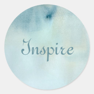 Achtergrond waterverf in pastelblauw en geel ronde sticker