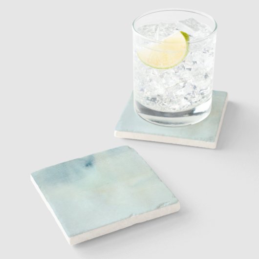 Achtergrond waterverf in pastelblauw en geel stenen onderzetter (Zijkant)