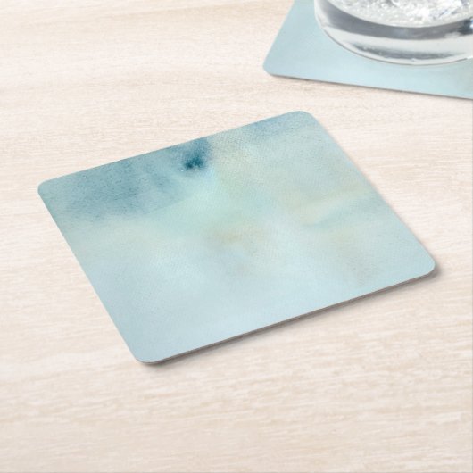 Achtergrond waterverf in pastelblauw en geel vierkante kartonnen onderzetter (Schuin)