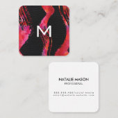 Achtergrond Waterverf monogram Vierkante Visitekaartje (Voorkant / Achterkant)