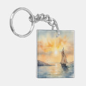 Achtergrond waterverf Seascape Sleutelhanger (Voorkant Links)