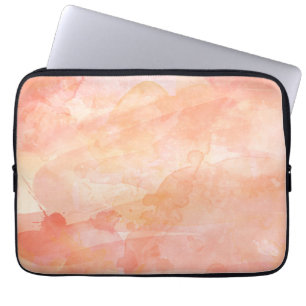 Achtergrond waterverf verf, roze koraal laptop sleeve