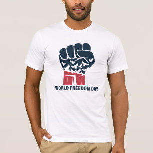 Achtergrond Wereld Vrijheidsdag met symbool van vr T-shirt