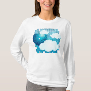 Achtergrond wolken met hart, T-shirt