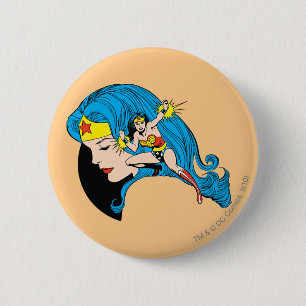 Achtergrond Wonder-vrouwenprofiel Ronde Button 5,7 Cm