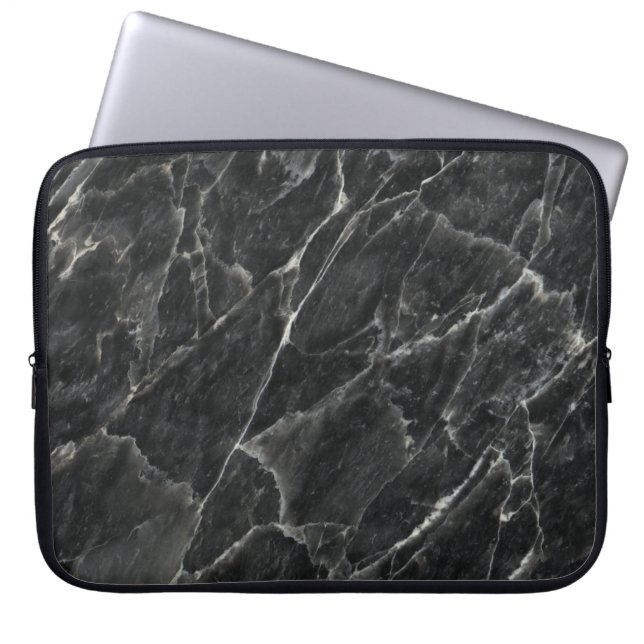 Achtergrond zwart Roos Stone Pattern Laptop Sleeve (Voorkant)