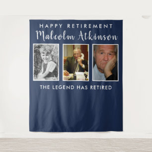 Achtergrondbanner met fotocollage voor pensionerin wandkleed