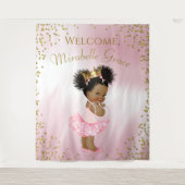 Achtergrondbanner voor Afro-prinses babyshower Wandkleed (Voorkant)
