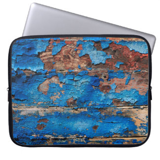 Achtergrondblauw hout laptop sleeve