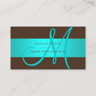 Achtergrondkleur gradiënt Aqua Blue Monogram DIY Visitekaartje