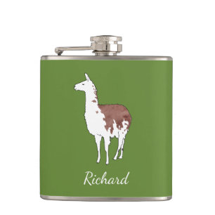 Achtergrondkleur met hand getekende Llama U-Pick Heupfles