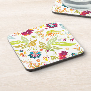 Achtergrondkleur PixDezines retro flora/DIY Onderzetter