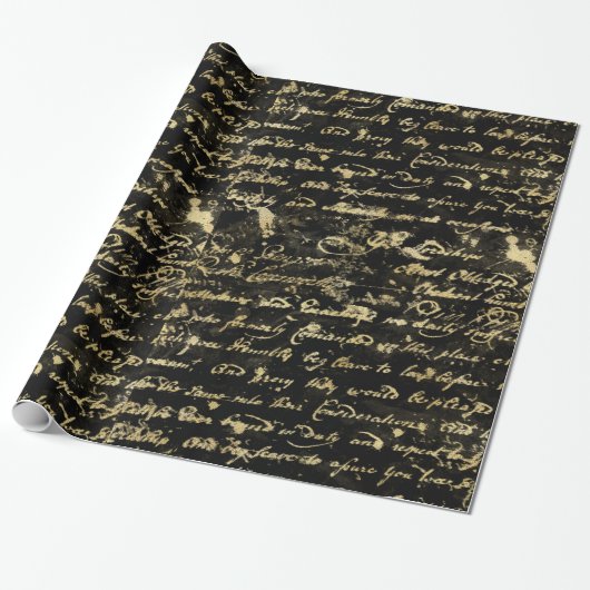  achtergrondkleur van de oude Gold Handwriting Cadeaupapier (Uitgerold)