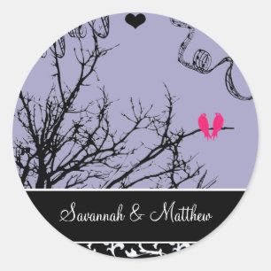 achtergrondkleur van het bruiloft van vogels kiez ronde sticker