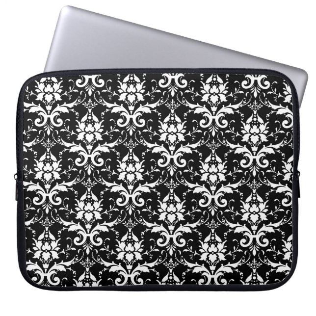  achtergrondkleur Witte Damask Laptop Sleeve (Voorkant)