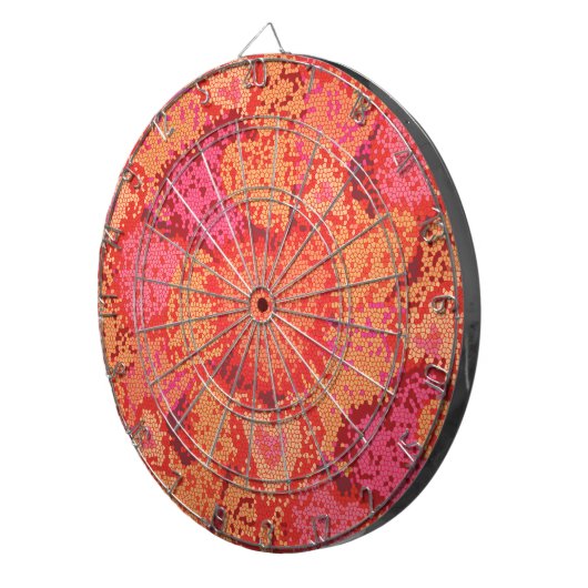 Achtergrondontwerp van de kleurrijke mozaïekharten dartbord (Voorkant Rechts)