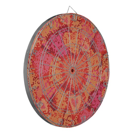 Achtergrondontwerp van de kleurrijke mozaïekharten dartbord (Voorkant Links)