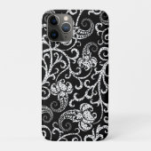 Achtergrondontwerp voor zwarte dalmatische bloemen Case-Mate iPhone case (Achterkant)
