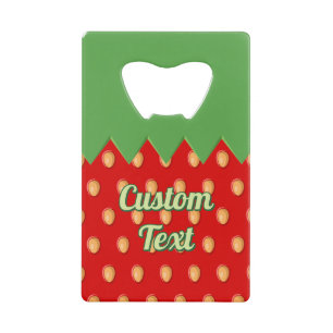 Achtergrondpatroon aardbeien kredietkaart flessenopener