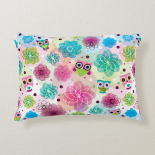Achtergrondpatroon Cute flower owl Accent Kussen