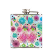 Achtergrondpatroon Cute flower owl Heupfles (Achterkant)