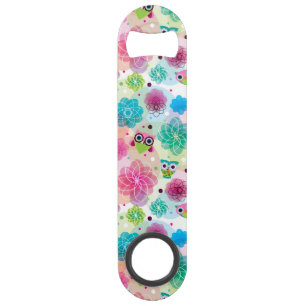 Achtergrondpatroon Cute flower owl Speed Flessenopener