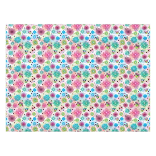 Achtergrondpatroon Cute flower owl Tafelkleed (Voorkant (Horizontaal))