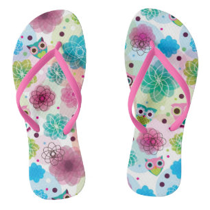 Achtergrondpatroon Cute flower owl Teenslippers