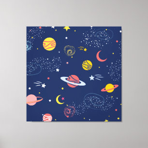 Achtergrondpatroon loffend handgetekende Galaxy Canvas Afdruk