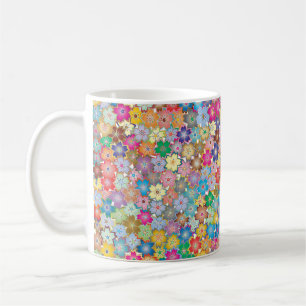 Achtergrondpatroon van bloemen koffiemok