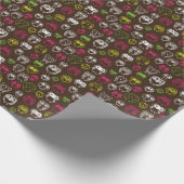 Achtergrondpatroon van kleurrijke uil cadeaupapier (Hoek)