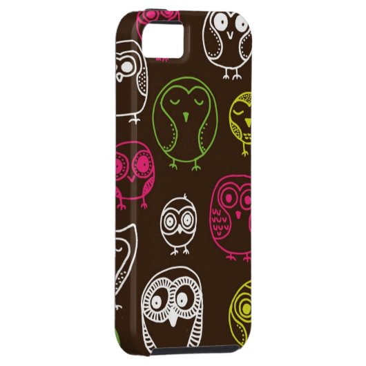 Achtergrondpatroon van kleurrijke uil Case-Mate iPhone case (Back/Rechts)