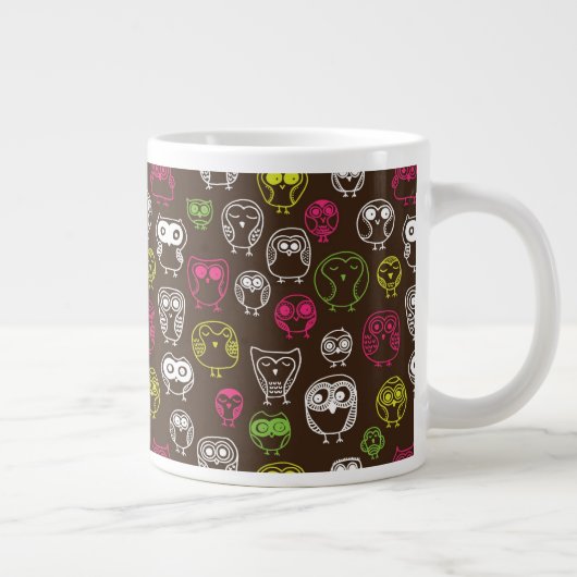 Achtergrondpatroon van kleurrijke uil extra grote beker (Rechts)