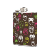 Achtergrondpatroon van kleurrijke uil heupfles (Links)