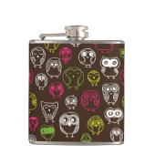 Achtergrondpatroon van kleurrijke uil heupfles (Voorkant)