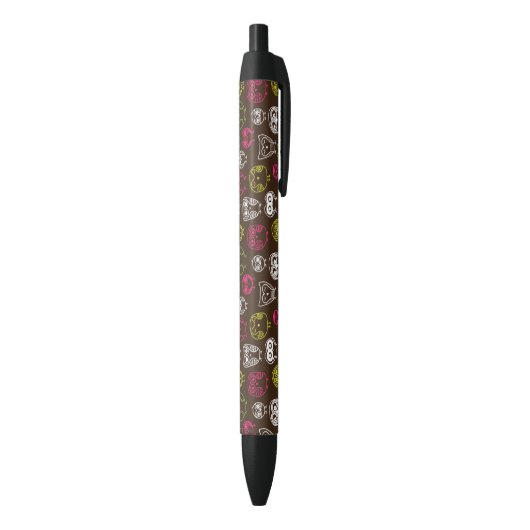 Achtergrondpatroon van kleurrijke uil zwarte inkt pen (Achterkant (Verticaal))