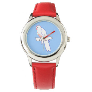Achtergrondtekening kleurrijke papegaaiblauwe heme horloge