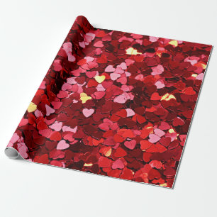 Achtergrondtextuur, hartritme rood cadeaupapier