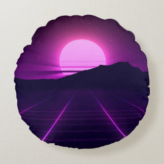 Achtergrondverlichting van 80 s met 3D-elementen Rond Kussen