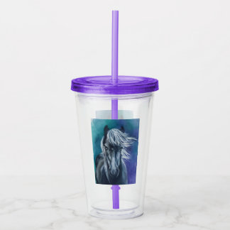 Achtergrondwaterflesje voor paarden en Paars en Tu Acryl Drinkbeker