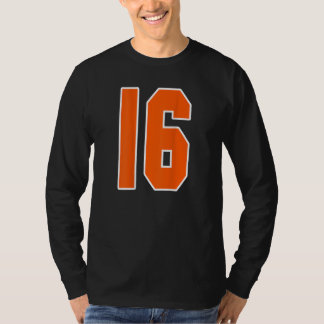 Achterkant Oranje Sport Blok Nummer 16 Voor Sport T-shirt