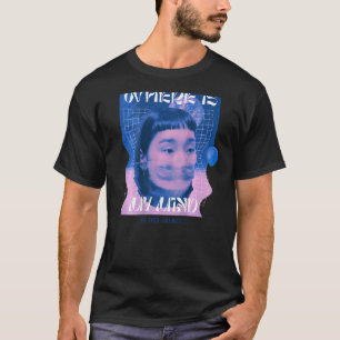 Achterkant print Techno muziek Vaporwave EDM feest T-shirt