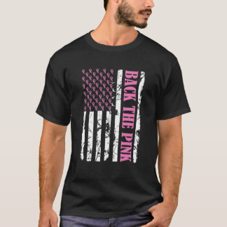 Achterkant roze borstkankersensibiliserende duifvl t-shirt