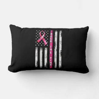 Achterkant roze lint Amerikaanse vlag borstkanker  Kussen