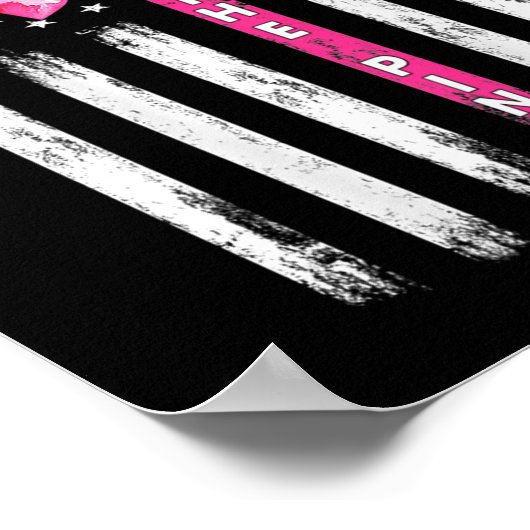 Achterkant roze lint Amerikaanse vlag borstkanker  Poster (Hoek)