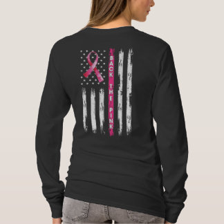 Achterkant roze lint Amerikaanse vlag borstkanker  T-shirt