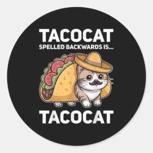 Achterkant tacocat is tacocatkat en taco ronde sticker