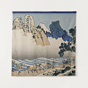 Achterkant van Fuji-berg vanaf Minobu-rivier Hokus Wandkleed